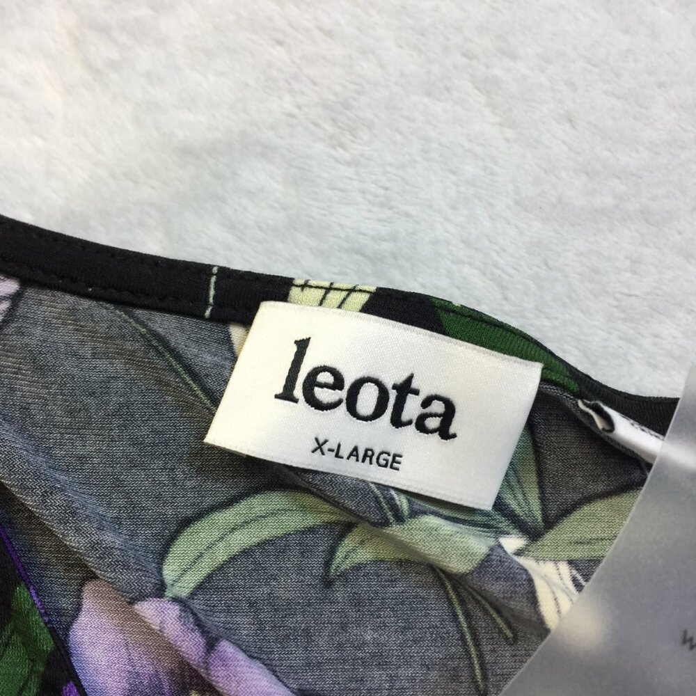 New! Leota Blouse Tunic Top XL Black Purple Floral Knit 3/4 Flare Sleeve - Picture 5 of 16